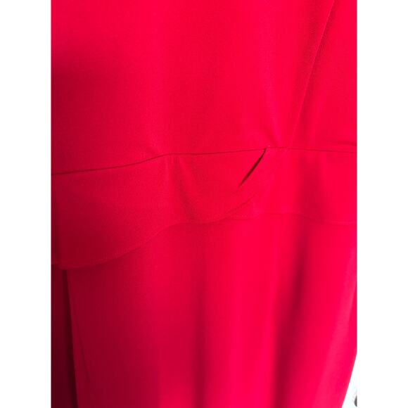 NWOT Ann Taylor Stretch V Neck Mock Wrap Dress in Bright Red, 18 - Picture 3 of 7